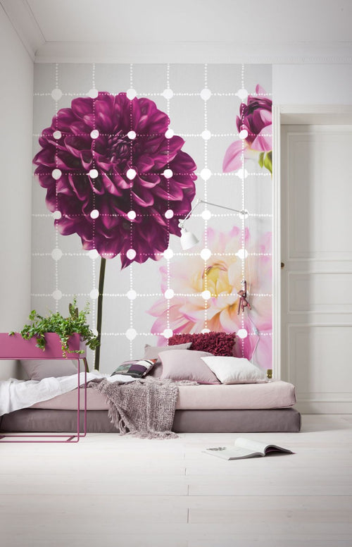 Sanders & Sanders fotobehang bloemen & stippen roze - 200 x 250 cm - 611885