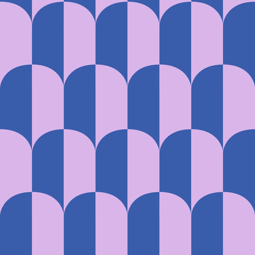 ESTAhome behang art deco bogen lila paars en koningsblauw - 53 cm x 10.05 m - 139983 - vtwonen shop