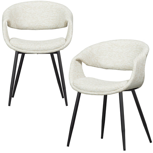 WOOOD eetkamerstoelen metalen zwarte poot Yossi - Naturel - Set van 2 - vtwonen shop