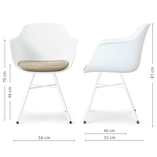 Nolon Noa-Liz eetkamerstoel wit met nougatbruin zitkussen - wit onderstel