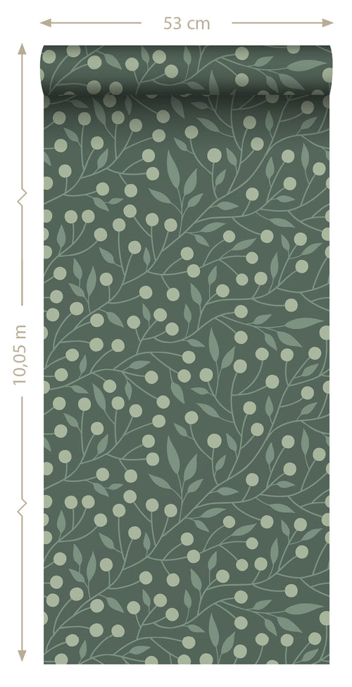ESTAhome behang bloemmotief donkergroen - 50 x 900 cm - 139593 - vtwonen shop