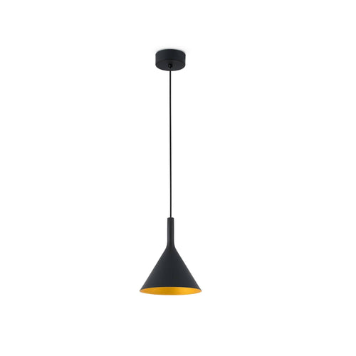 Faro Pam-P - LED Small Dome Ceiling Hanglamp Zwart, Goud