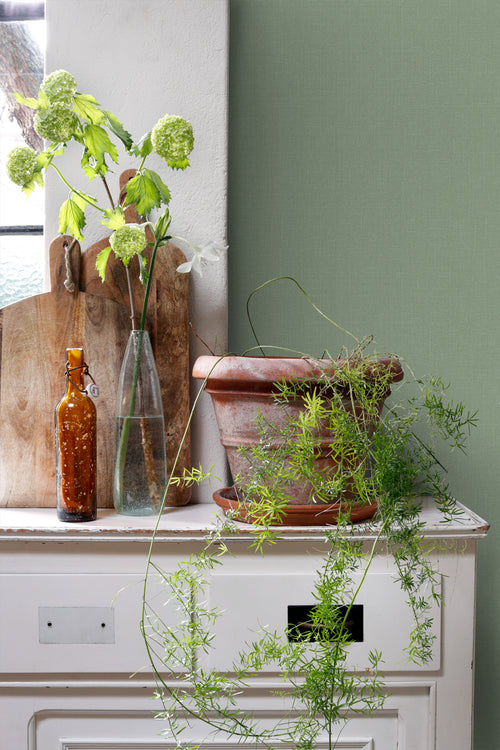 ESTAhome behang linnenstructuur jade groen - 53 cm x 10.05 m - 148745