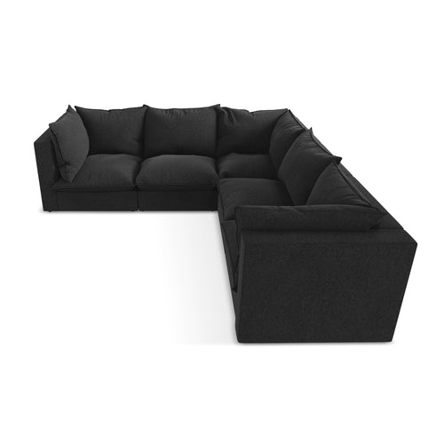LaMiaSofa Modulaire hoekbank Ravenna - velours - zwart - 255x255x77