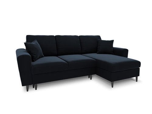 Cosmopolitan Design Omkeerbare converteerbare hoekbank met opbergdoos Kyoto 4-zits, flueel donkerblauw - 145x241x88cm