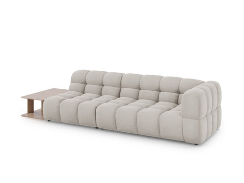 Cosmopolitan Design linker modulaire bank Sky 4-zits, flueel, lichtbeige - 102x297x70cm