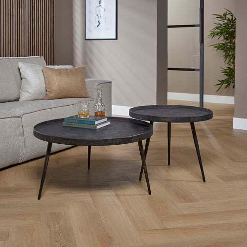 Giga Meubel Salontafel Metallic - Grijs Metaal - Set van 2 - 76x76x40cm