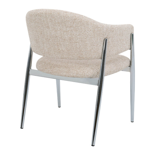 DÉJA Living Eetkamerstoel Dénia - Beige/Chrome Stof - Set van 2 - vtwonen shop