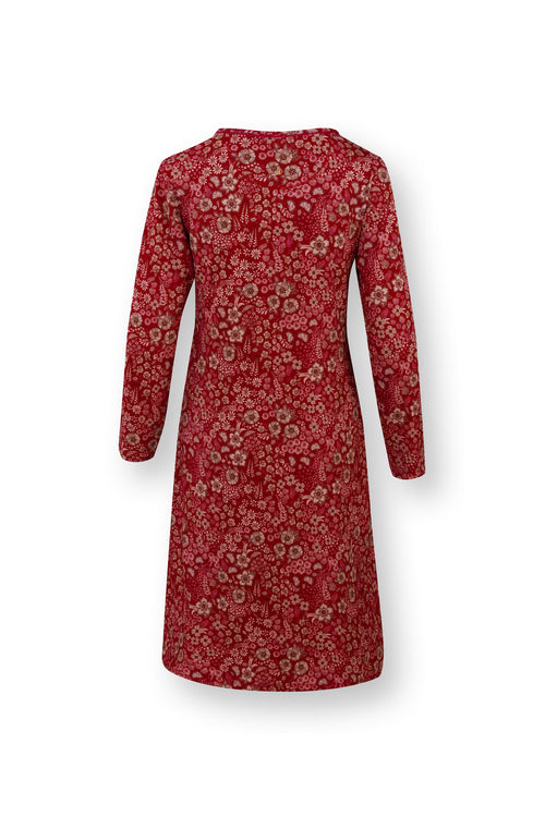 Pip Studio - Danai Nachthemd Lange Mouw Dames - Daisy Dreams - Rood - XL - vtwonen shop
