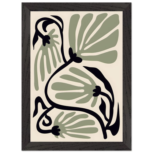 Artfulprints Poster met Lijst Matisse – Ode to a green flower   - A4 21x29.7 cm - Groen