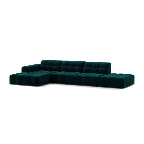 Cosmopolitan Design - Linker hoekbank Chicago 5-zits, flueel diepe olie - 167x348x78cm
