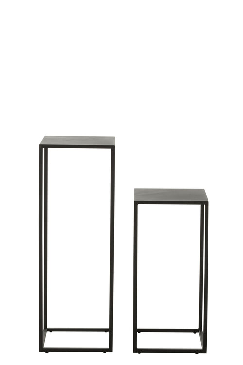 J-Line bijzettafel Vierkant - metaal - zwart - 2 stuks
