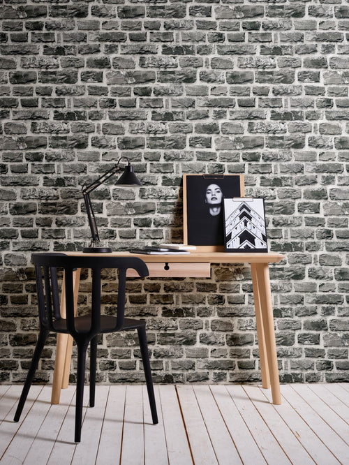 A.S. Création behang stenen muur donkergrijs - 53 cm x 10.05 m - AS-361404