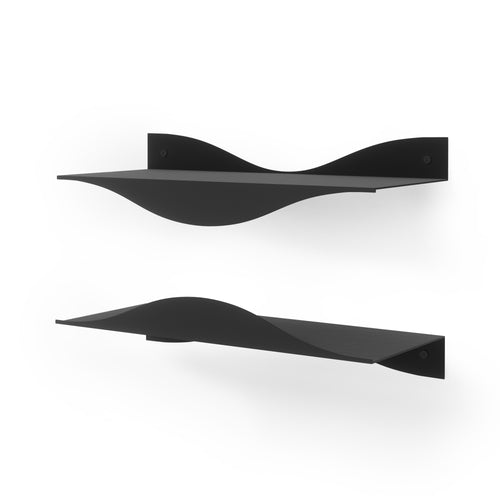 Umbra wandplanken, set van 2, Surf - 30 x 46 x 8 cm - Zwart