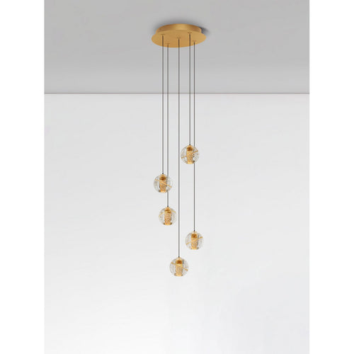 Nova Luce LICIO Hanglamp met clusterfunctie, goudkleurig, Triac dimbaar, LED 16W 832lm 3000K