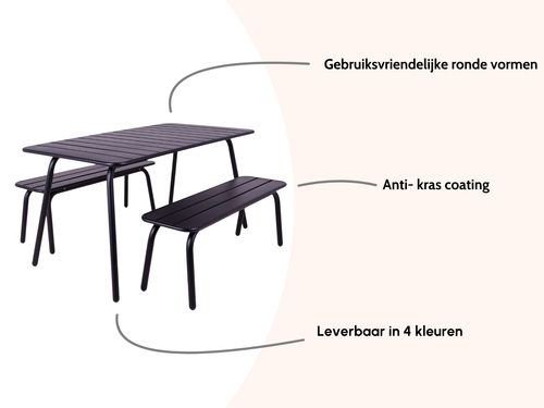 MaximaVida metalen picknickset Max 150 cm zwart – 3-delig - vtwonen shop
