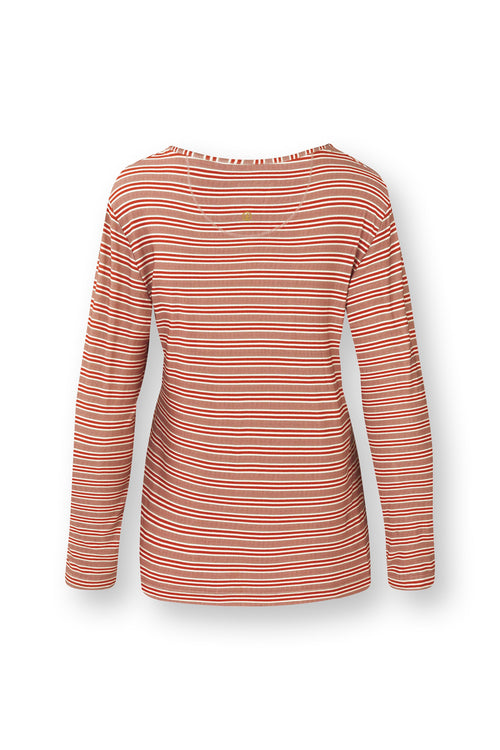 Pip Studio - Trice Pyjama t-shirt - Lange mouw Dames - Stripe - Roze - M - vtwonen shop