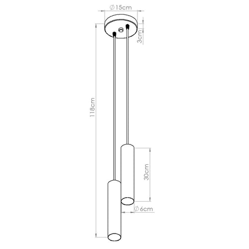 Sollux Lighting Hanglamp LAGOS 2P zwart - 15x15x118cm