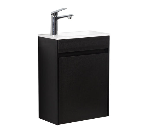 Badplaats Toiletmeubel Sinta 40 x 22 cm - Zwart - Fonteinmeubel met Witte Wastafel