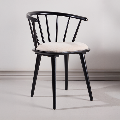 Nest living Paco Houten Eetkamerstoel Vast Zitkussen - Zwart - vtwonen shop