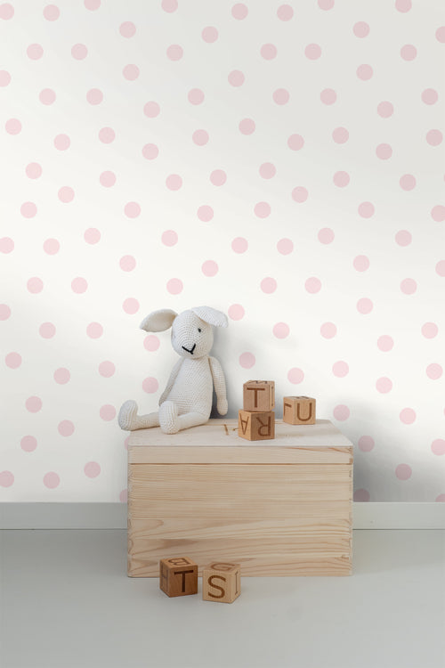 Origin Wallcoverings behang stippen glanzend wit en roze - 0,53 x 10,05 m - 347701 - vtwonen shop