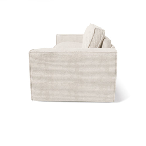 Sia Home - Slaapbank met Dunlopillo-matras, 140 cm JOAN - corduroy crème 214cm