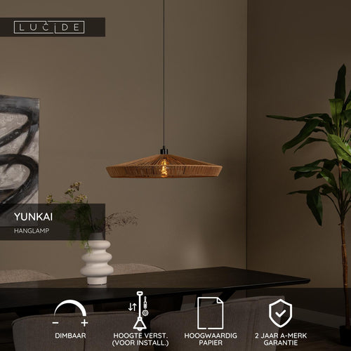 Lucide hanglamp YUNKAI - 1xE27 - Naturel