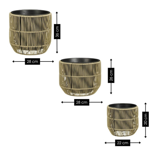 Mica Decorations Peta Bloempot voor Buiten – Set van 3 – Plantenpot voor Bloemen en Buitenplanten – Bloempotten voor Buiten – Groen