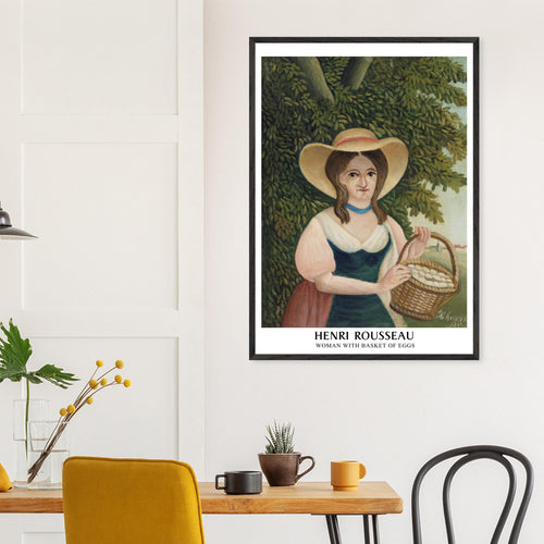 Artfulprints Poster Henri Rousseau - Woman with basket of eggs   - 50x70 cm - Donkergroen