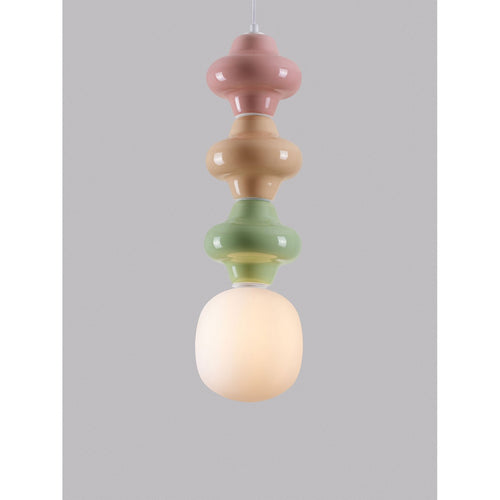 Nova Luce CLIO Slanke hanglamp voor aan het plafond in roze, geel, groen en mat wit, E14 fitting, 1x5W