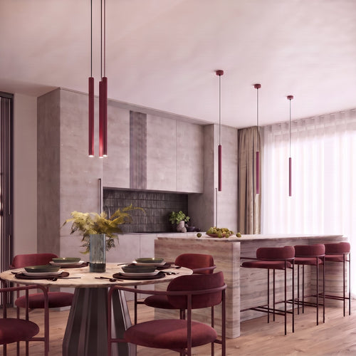 Sollux Lighting Hanglamp ARCHE 2P bordeaux - 15x15x118cm
