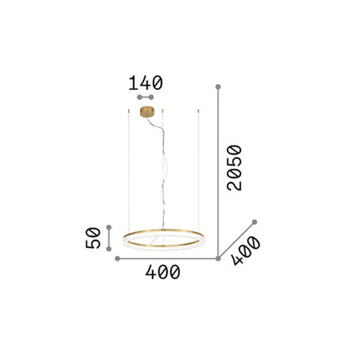 Ideal Lux CROWN 40 cm geïntegreerde LED-hanglamp voor aan het plafond, zwart, 2050lm, 3000K