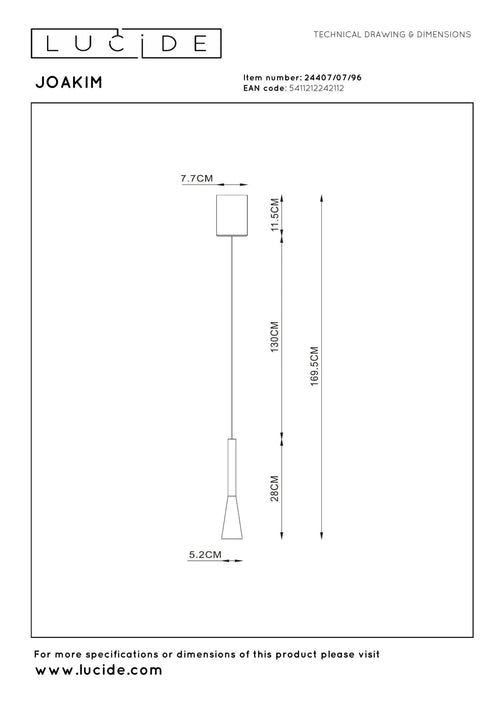 Lucide hanglamp JOAKIM - Geïntegreerde LED - Koffie - vtwonen shop