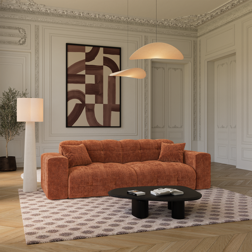 Premium Interiors - Bank COCOON - gewaafd fluweel terracotta 230cm