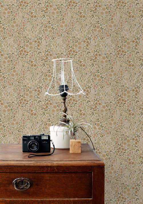 ESTAhome behang bloemetjes beige - 53 cm x 10.05 m - 139701