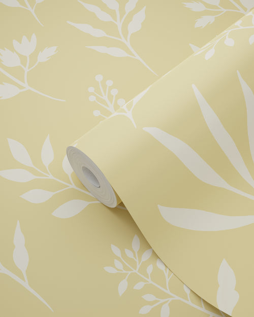 ESTAhome behang bloemmotief in Scandinavische stijl geel - 50 x 900 cm - 132084