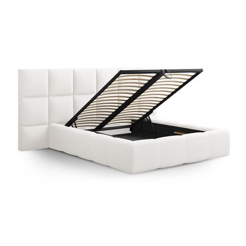 Cosmopolitan Design - Opbergbed met hoofdeinde Livigno 200x160cm structurele stof wit - 230x250x125cm