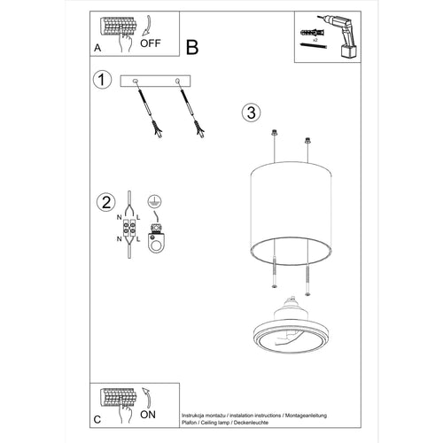 Sollux Lighting Plafondlamp TIUBE grijs - 12x12x11cm