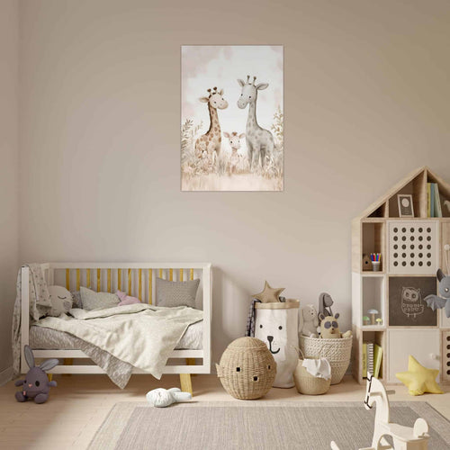Artfulprints Poster Giraffen familie   - 50x70 cm - Taupe