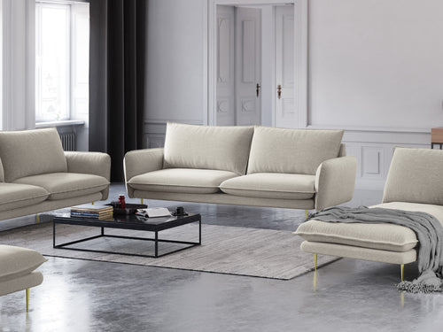 Cosmopolitan Design Bank Vienna 3-zits, structurele stof, lichtbeige - 92x200x95cm