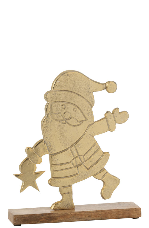 J-Line figuur Kerstman voet - aluminium/hout - goud - large - vtwonen shop