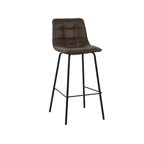 LABEL51 Barkruk Bistro - Bruin Stof - Zithoogte 78cm - Set van 2