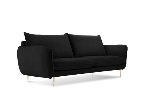 Cosmopolitan Design Bank Vienna 2-zits, flueel, zwart - 92x160x95cm