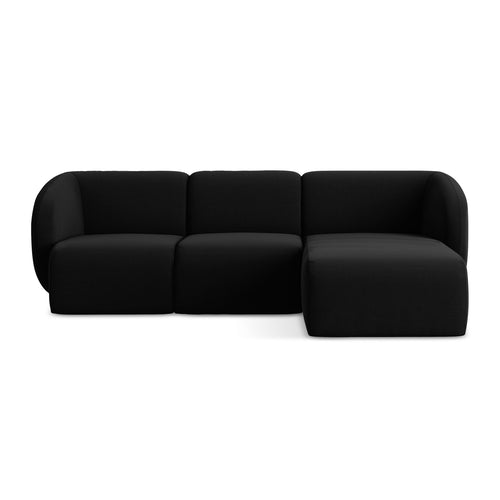 LaMiaSofa hoekbank rechts Cervo - velours - zwart - 248x166x76