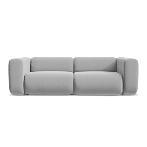 LaMiaSofa 3-zits bank Bari - velours - grijs - 228x89x70