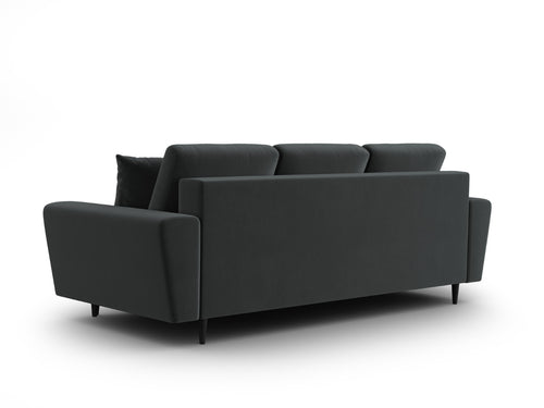Cosmopolitan Design Slaapbank met opbergdoos Kyoto 3-zits, flueel donkergrijs - 100x235x88cm