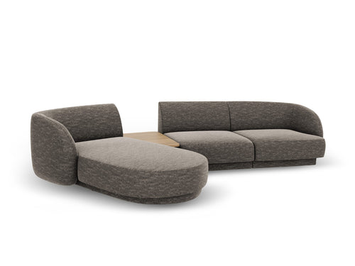 Micadoni linker modulaire bank Miley 3-zits, chenille, grijs - 178x303x70cm