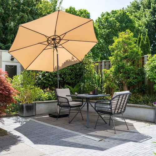 Garden Impressions stokparasol Lotus taupe Ø300 cm met Eureka voet en hoes