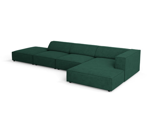 Cosmopolitan Design rechter hoekbank Arendal 5-zits, chenille met ribbeleffect, flessengroen - 166x341x70cm