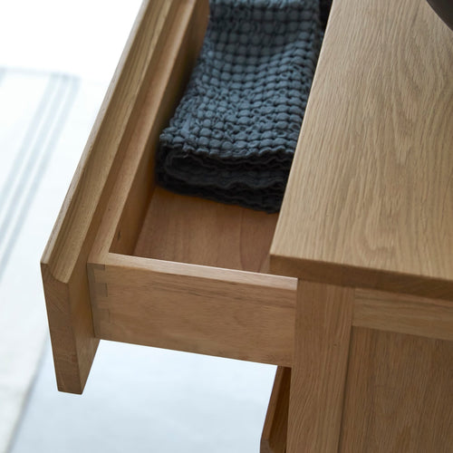 Tikamoon Massief eikenhouten wastafelmeubel 60 cm - Naturel - vtwonen shop